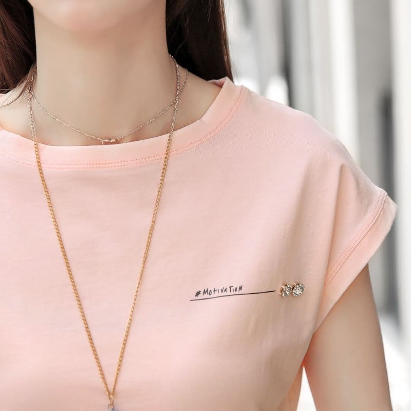 2022 m. vasariniai moteriški marškinėliai trumpomis rankovėmis, medvilniniai marškinėliai, trumpomis rankovėmis, „Batwing“ rankovėmis „T“ raidėmis marškinėliai moteriški siuvinėti deimantai