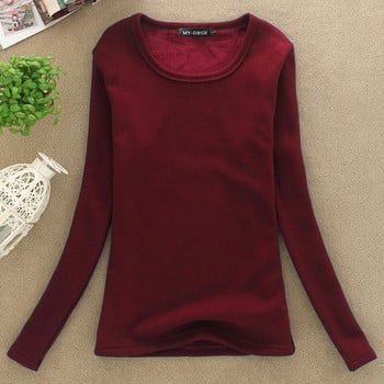 Γυναικεία μπλουζάκι χειμωνιάτικη Slim Fit Lady Thick Thermal T-shirts Ζεστά βελούδινα μπλουζάκια Γυναικεία μακριά εσώρουχα πουκάμισα Μέγεθος τοπ 4XL