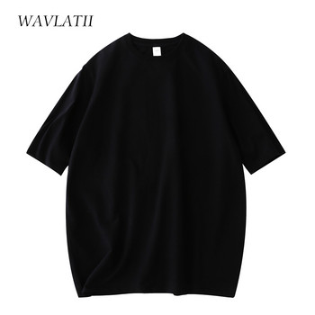 WAVLATII 2021 Νέα γυναικεία βαμβακερά μπλουζάκια Lady Casual White Black Tees Γυναικεία καλοκαιρινά υπερμεγέθη μπλε μπλουζάκια WT2103