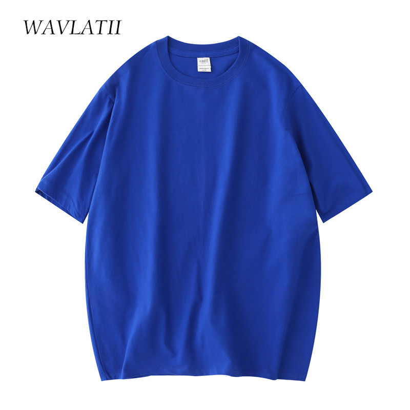 WAVLATII 2021 m. Nauji moteriški medvilniniai marškinėliai Moteriški laisvalaikio balti juodi marškinėliai Moteriški vasariniai dideli mėlyni viršutiniai marškinėliai WT2103