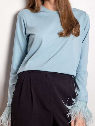 Odessa suletuttidega vabaaja pikkade varrukatega T-särk, naiste 2022. aasta talvekevadine streerwear peo naiste kaelusega T-särgid