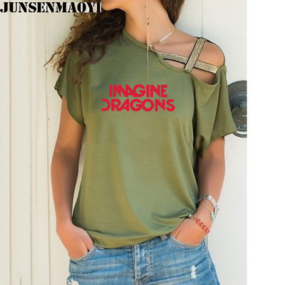 Női póló Imagine Dragons Funny Tee Top rövid ujjú női ruházati póló Irregular Skew Cross Bandage Tops