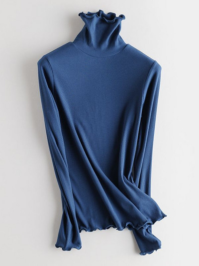 SuyaDream moteriški apatiniai marškinėliai tikro šilko mišinio ilgomis rankovėmis, 2021 m. rudens žieminiai marškinėliai su vėžliais