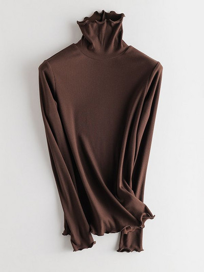 SuyaDream moteriški apatiniai marškinėliai tikro šilko mišinio ilgomis rankovėmis, 2021 m. rudens žieminiai marškinėliai su vėžliais