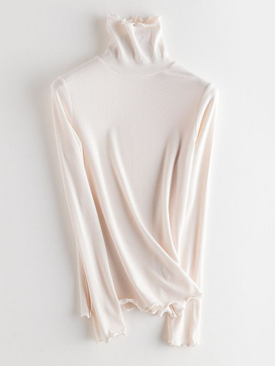 SuyaDream moteriški apatiniai marškinėliai tikro šilko mišinio ilgomis rankovėmis, 2021 m. rudens žieminiai marškinėliai su vėžliais