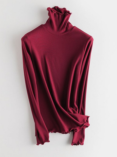 SuyaDream moteriški apatiniai marškinėliai tikro šilko mišinio ilgomis rankovėmis, 2021 m. rudens žieminiai marškinėliai su vėžliais