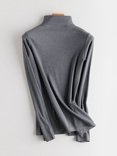 SuyaDream moteriški apatiniai marškinėliai tikro šilko mišinio ilgomis rankovėmis, 2021 m. rudens žieminiai marškinėliai su vėžliais