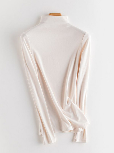 SuyaDream moteriški apatiniai marškinėliai tikro šilko mišinio ilgomis rankovėmis, 2021 m. rudens žieminiai marškinėliai su vėžliais