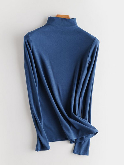 SuyaDream moteriški apatiniai marškinėliai tikro šilko mišinio ilgomis rankovėmis, 2021 m. rudens žieminiai marškinėliai su vėžliais