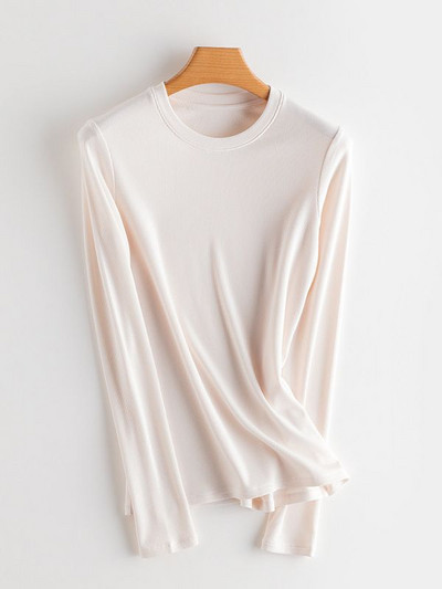 SuyaDream moteriški apatiniai marškinėliai tikro šilko mišinio ilgomis rankovėmis, 2021 m. rudens žieminiai marškinėliai su vėžliais