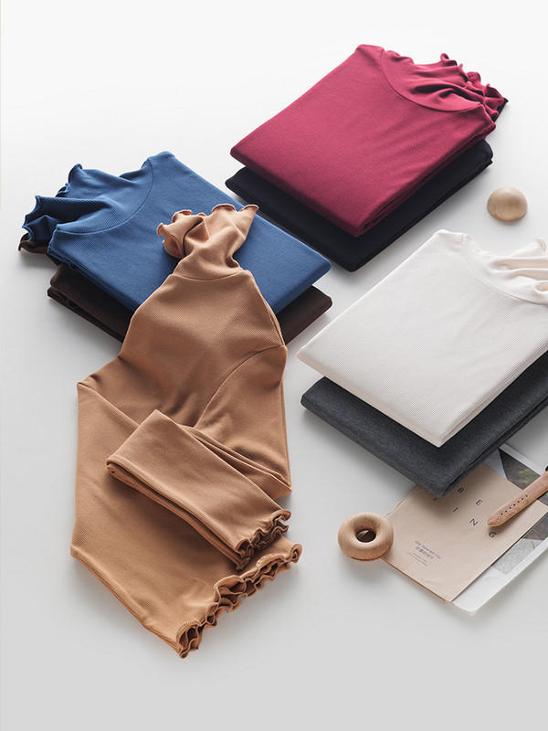 SuyaDream moteriški apatiniai marškinėliai tikro šilko mišinio ilgomis rankovėmis, 2021 m. rudens žieminiai marškinėliai su vėžliais