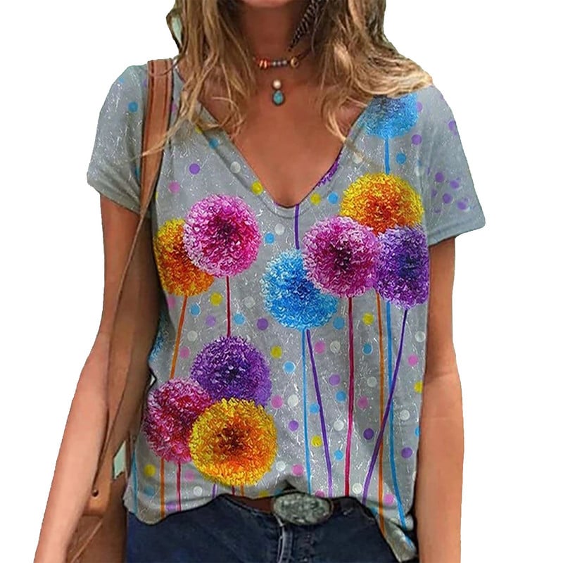 5XL Vasaros negabaritinės moteriškos laisvos marškinėliai V formos iškirpte trumpomis rankovėmis, mielos katės 3D spausdinimo marškinėliai laisvalaikio gatvių aprangos viršūnės, dydis 3XL 4XL