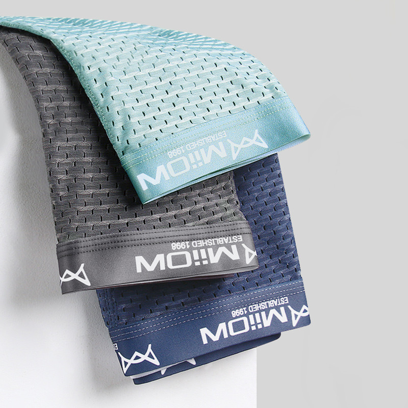 MiiOW 3Pcs Seksi Mrežaste Muške Bokserice Graphene Muške Gaćice Ice Silk Gaćice Prozračne 4XL Boxershort 2022