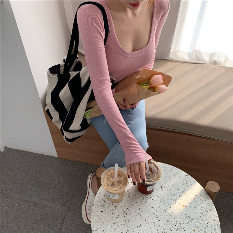 Dámske ružové tričko s okrúhlym golierom a dlhým rukávom, jesenné, úzke, s dlhým rukávom a topom v novom štýle 2022