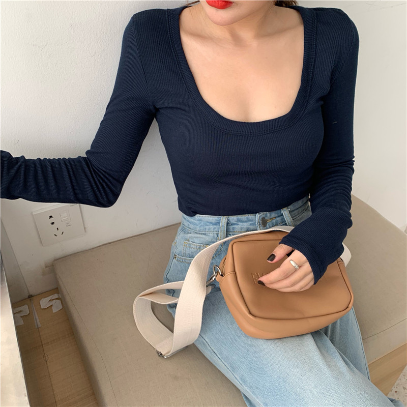 Dámske ružové tričko s okrúhlym golierom a dlhým rukávom, jesenné, úzke, s dlhým rukávom a topom v novom štýle 2022