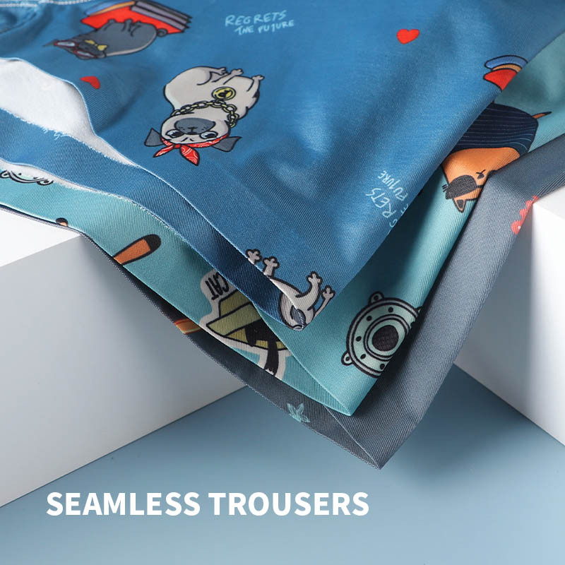 MiiOW 4db Animal Print Férfi Fehérnemű Boxer rövidnadrág Ifjúsági Pamut Férfi Boxernadrág Légáteresztő Alsónadrág Fehérnemű Férfi Bugyi