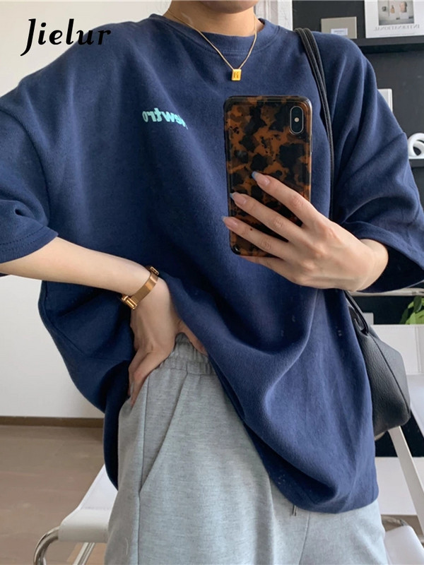 Jielur Laisvi Harajuku marškinėliai moterims Vasara Nauja mada Moteriški marškinėliai Korėjos Šalta Balta Raudona Juoda Geltona Raidės Viršutiniai M-XL