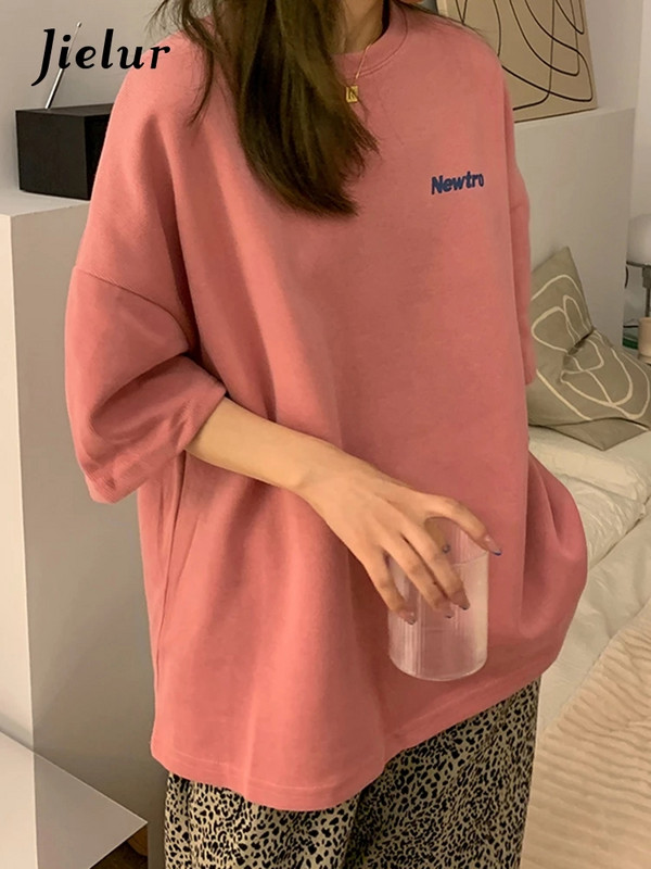 Jielur Laisvi Harajuku marškinėliai moterims Vasara Nauja mada Moteriški marškinėliai Korėjos Šalta Balta Raudona Juoda Geltona Raidės Viršutiniai M-XL