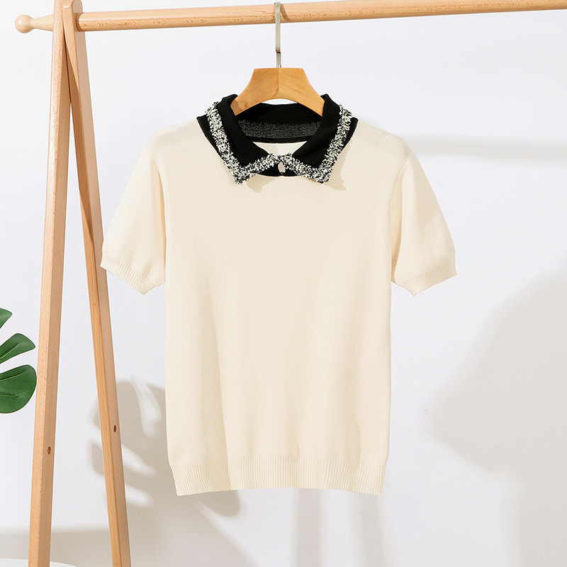 2022 Ins Új nyári ingek Kötött női kötött ingek Divatos rövid ujjú női kötött ingek felsők