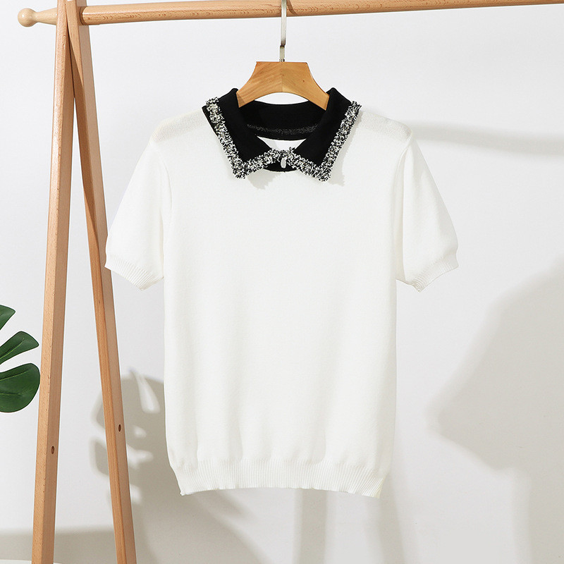 2022 Ins Új nyári ingek Kötött női kötött ingek Divatos rövid ujjú női kötött ingek felsők