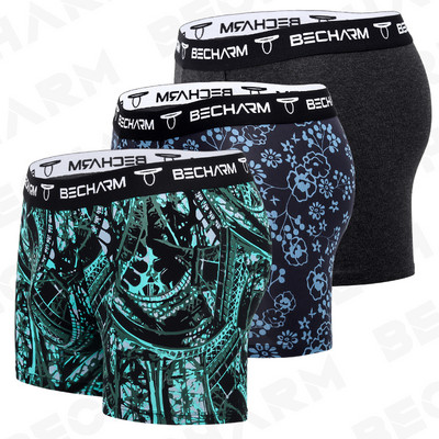 3 buc/lot Chiloți pentru bărbați Chiloți pentru bărbați Pachet pentru bărbați Pantaloni scurți Boxeri Set de slip bărbați Boxershorts cu imprimare Dimensiune mare Negru Verde Albastru