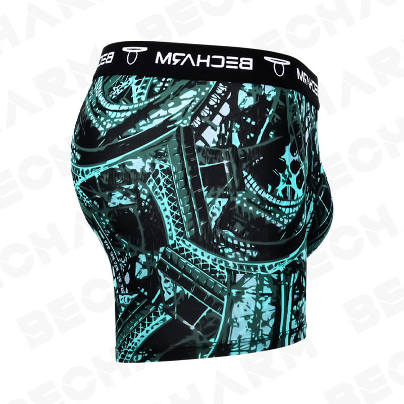 3db/tétel Férfi Bugyik Férfi Alsónadrág Férfi Rövidnadrágok Boxerek Férfi Alsónadrágok Szett Nyomtatás Boxernadrágok Nagy méretű Fekete Zöld Kék