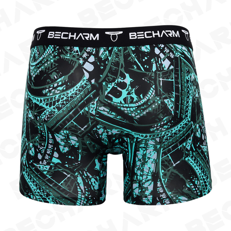 3db/tétel Férfi Bugyik Férfi Alsónadrág Férfi Rövidnadrágok Boxerek Férfi Alsónadrágok Szett Nyomtatás Boxernadrágok Nagy méretű Fekete Zöld Kék