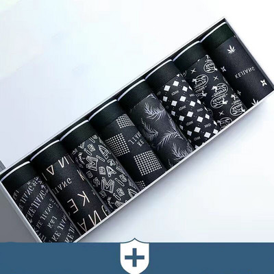 4/8 db/Lot Férfi fehérnemű Modális férfi rövidnadrág Kényelmes fehérnemű Férfi Nagy méretű bugyi férfiaknak boxer szett Nyomtatás Fekete színek