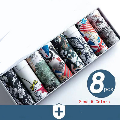 4/8 db/Lot Férfi fehérnemű Modális férfi rövidnadrág Kényelmes fehérnemű Férfi Nagy méretű bugyi férfiaknak boxer szett Nyomtatás Fekete színek