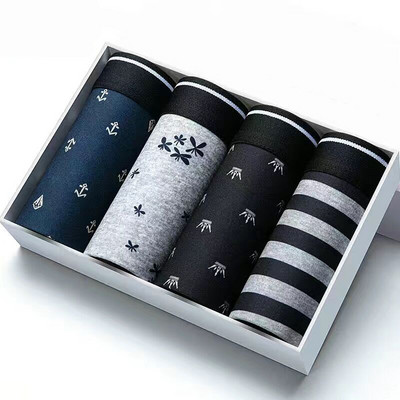 4/8 db/Lot Férfi fehérnemű Modális férfi rövidnadrág Kényelmes fehérnemű Férfi Nagy méretű bugyi férfiaknak boxer szett Nyomtatás Fekete színek