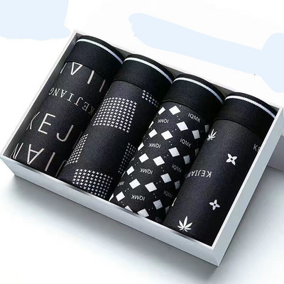 4/8 db/Lot Férfi fehérnemű Modális férfi rövidnadrág Kényelmes fehérnemű Férfi Nagy méretű bugyi férfiaknak boxer szett Nyomtatás Fekete színek