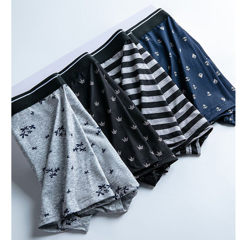 4/8 db/Lot Férfi fehérnemű Modális férfi rövidnadrág Kényelmes fehérnemű Férfi Nagy méretű bugyi férfiaknak boxer szett Nyomtatás Fekete színek