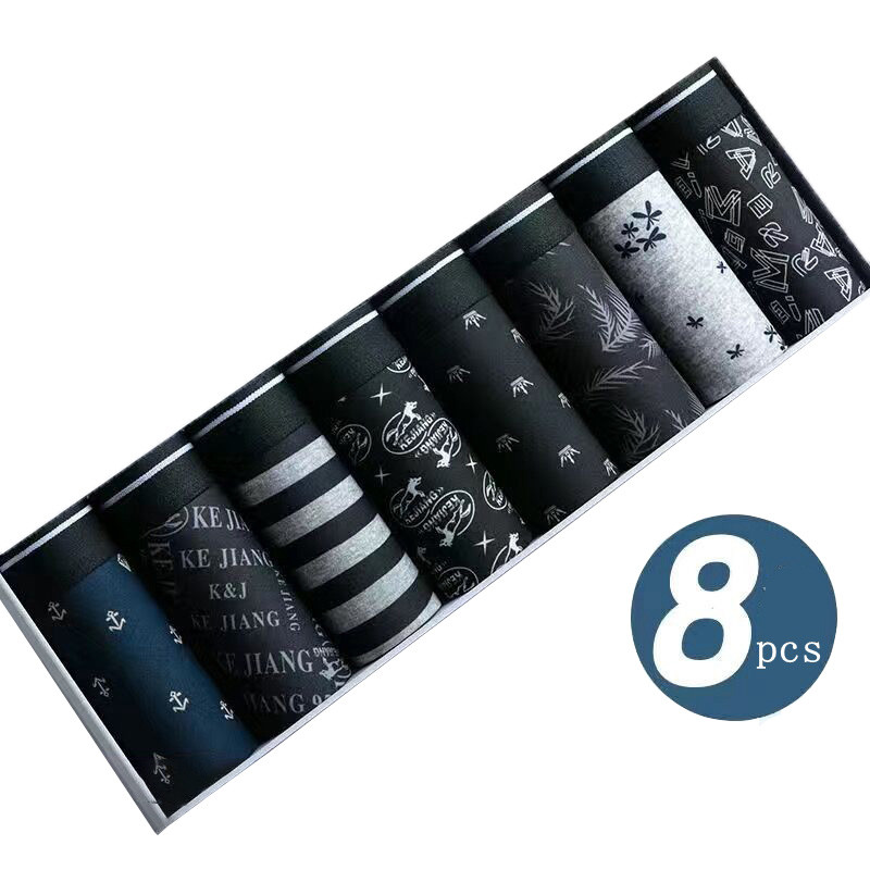 4/8 db/Lot Férfi fehérnemű Modális férfi rövidnadrág Kényelmes fehérnemű Férfi Nagy méretű bugyi férfiaknak boxer szett Nyomtatás Fekete színek