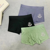 MONCLER Chiloți pentru bărbați, 3 bucăți, Boxer pentru bărbați, culoare uni, Lenjerie de corp pentru bărbați, boxer, din bumbac, moale, cu talie mijlocie, respirabil Nou