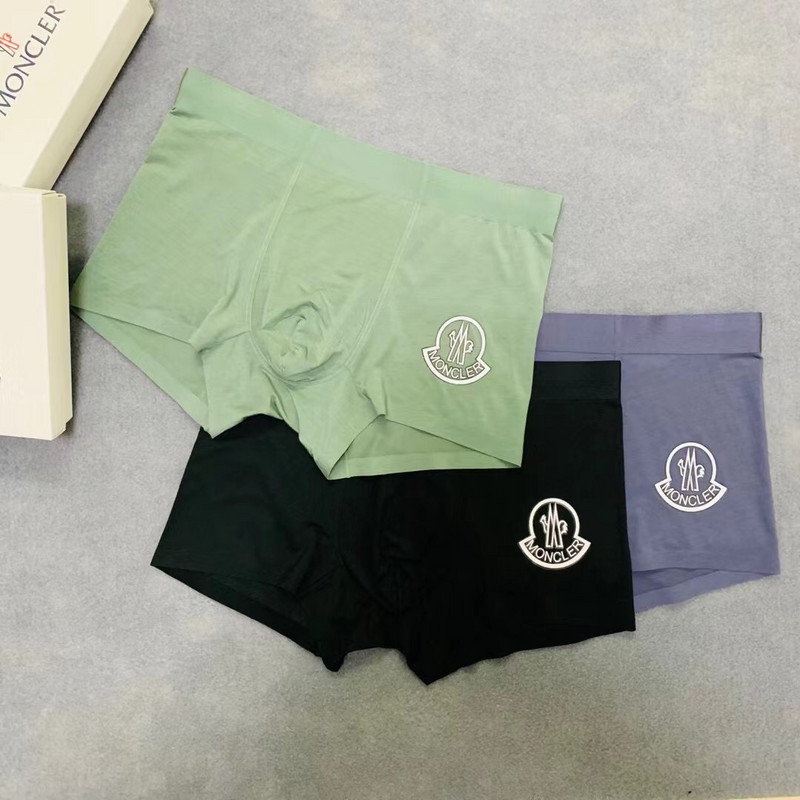 MONCLER Chiloți pentru bărbați, 3 bucăți, Boxer pentru bărbați, culoare uni, Lenjerie de corp pentru bărbați, boxer, din bumbac, moale, cu talie mijlocie, respirabil Nou