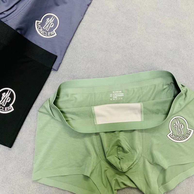 MONCLER Chiloți pentru bărbați, 3 bucăți, Boxer pentru bărbați, culoare uni, Lenjerie de corp pentru bărbați, boxer, din bumbac, moale, cu talie mijlocie, respirabil Nou