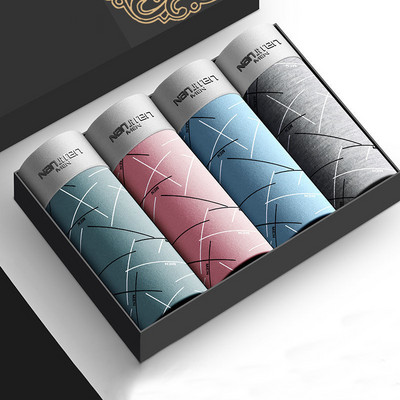 4 komada muških kratkih hlača Seksi bokserice Pamučno donje rublje Muške prozračne gaćice Jednobojne bokserice Brand gaće