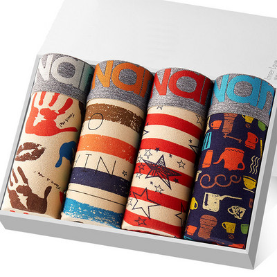 4 komada muških kratkih hlača Seksi bokserice Pamučno donje rublje Muške prozračne gaćice Jednobojne bokserice Brand gaće