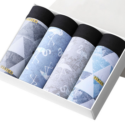 4 komada muških kratkih hlača Seksi bokserice Pamučno donje rublje Muške prozračne gaćice Jednobojne bokserice Brand gaće