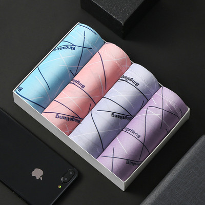 4 buc/lot chiloți bărbați din bumbac Lenjerie de corp pentru bărbați Boxeri respirabili pentru bărbați Chiloți solizi Pantaloni scurti confortabili Lenjerie sexy L-4XL