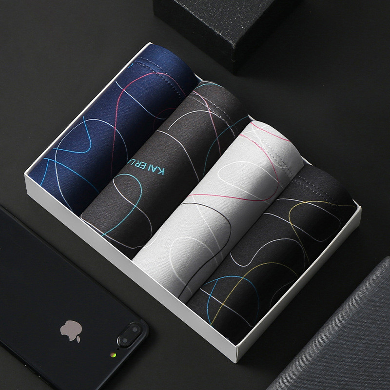 4 buc/lot chiloți bărbați din bumbac Lenjerie de corp pentru bărbați Boxeri respirabili pentru bărbați Chiloți solizi Pantaloni scurti confortabili Lenjerie sexy L-4XL