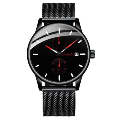 Naujo modelio vyriškas laikrodis su šviečiančiomis rodyklėmis ir metaline apyranke