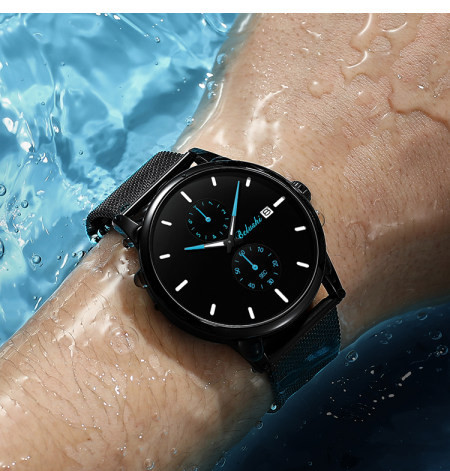 Naujo modelio vyriškas laikrodis su šviečiančiomis rodyklėmis ir metaline apyranke