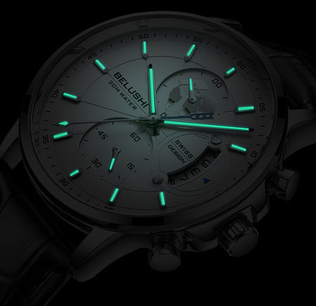 Vyriškas laisvalaikio laikrodis su odine apyranke