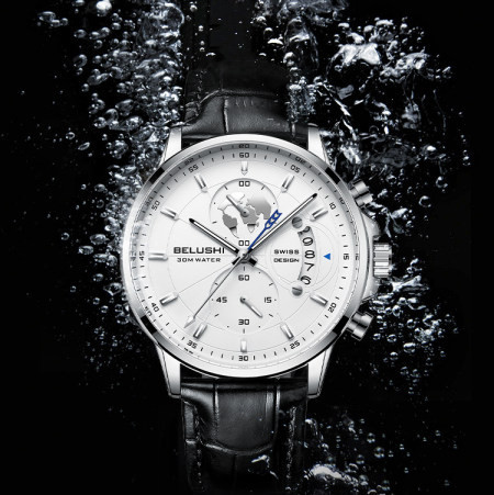 Vyriškas laisvalaikio laikrodis su odine apyranke