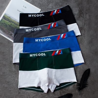 4 vnt./stal. Vyriški apatiniai kelnaitės medvilniniai apatiniai vyriški bokseriai trumpi orui pralaidūs prekės ženklo „Boxer Print“ vyriški kelnaitės Patogūs šortai Jdren