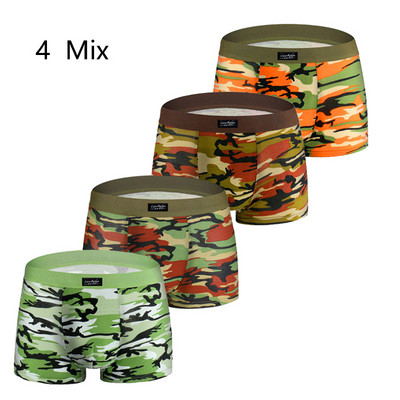 4 db/ tétel Boxer Homme Férfi Fehérnemű Boxer Férfi Fehérnemű Rövidnadrág Férfi Bugyi Alsónadrág Légáteresztő terepszínű Komfort modális pamut