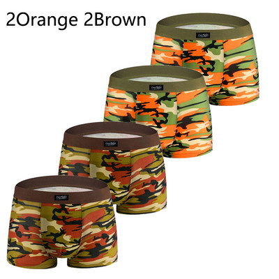 4 db/ tétel Boxer Homme Férfi Fehérnemű Boxer Férfi Fehérnemű Rövidnadrág Férfi Bugyi Alsónadrág Légáteresztő terepszínű Komfort modális pamut