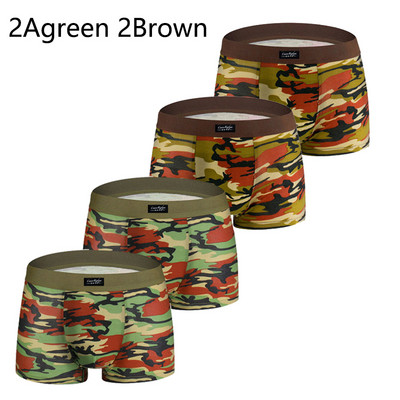 4 db/ tétel Boxer Homme Férfi Fehérnemű Boxer Férfi Fehérnemű Rövidnadrág Férfi Bugyi Alsónadrág Légáteresztő terepszínű Komfort modális pamut