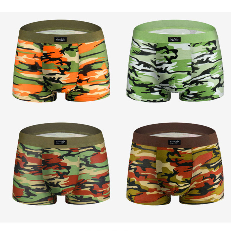 4 db/ tétel Boxer Homme Férfi Fehérnemű Boxer Férfi Fehérnemű Rövidnadrág Férfi Bugyi Alsónadrág Légáteresztő terepszínű Komfort modális pamut